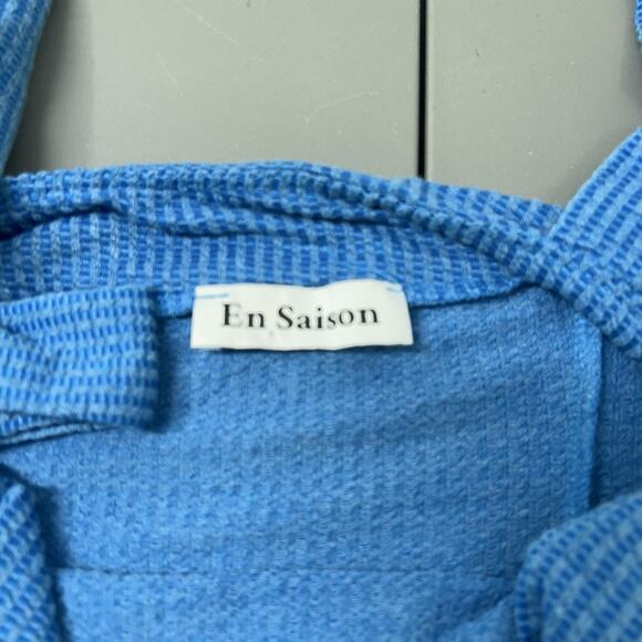 En Saison Fit and Flare Dress Women S Blue Stretch Jersey Knit - Picture 8 of 15